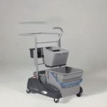 DOUBLE BUCKET MOP WRINGER TROLLEY WITH CADDY