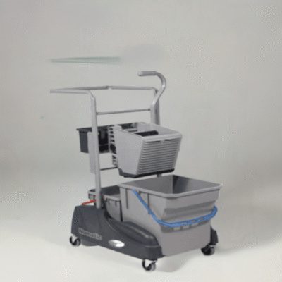 DOUBLE BUCKET MOP WRINGER TROLLEY WITH CADDY