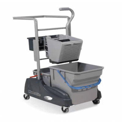 DOUBLE BUCKET MOP WRINGER TROLLEY WITH CADDY