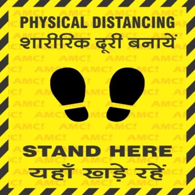 CAUTION STICKER PHYSICAL DISTANCE